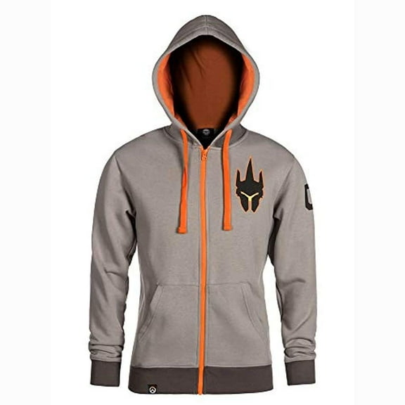 JINX Inc. Overwatch Ultimate Reinhardt Light Grey Zip-Up Hoodie | X-Small Unisex