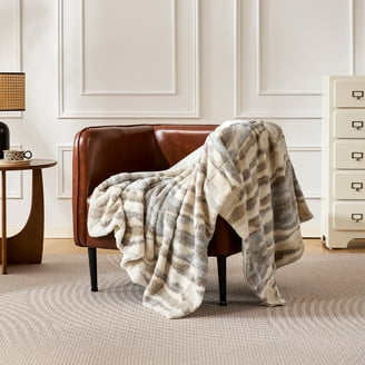 Lavish Home 80x92-Inch Faux Mink Wolf Blanket for Beds or Home