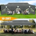 thumbnail image 6 of COBIZI Canopy 10x30 Pop-up Heavy Duty Canopy Tent with 8 Removable Sidewalls,Party Tent for Weddings,Beaches,Outdoor Events,Commercial Seasonal Wind UV 50+& Waterproof&Sunburn Protection,Gray, 6 of 12