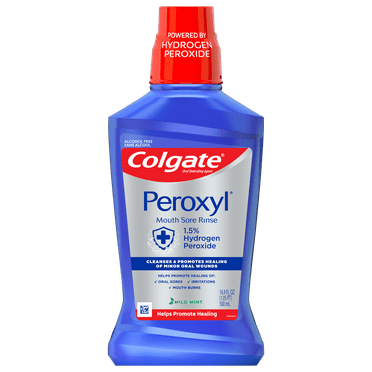 Colgate Peroxyl Mouth Sore Rinse Wash, 1.5% Hydrogen Peroxide, Mild Mint, 16.9 fl oz