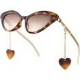 thumbnail image 1 of Gafas de sol de moda para mujer, estrechas, con forma de ojo de gato y cadena de metal, patillas H, 1 of 5