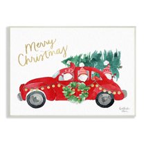 Stupell Industries Santa Gnomes Driving Christmas Car Holiday Tree Graphic Art Unframed Art Print Wall Art, Design by Heatherlee Chan