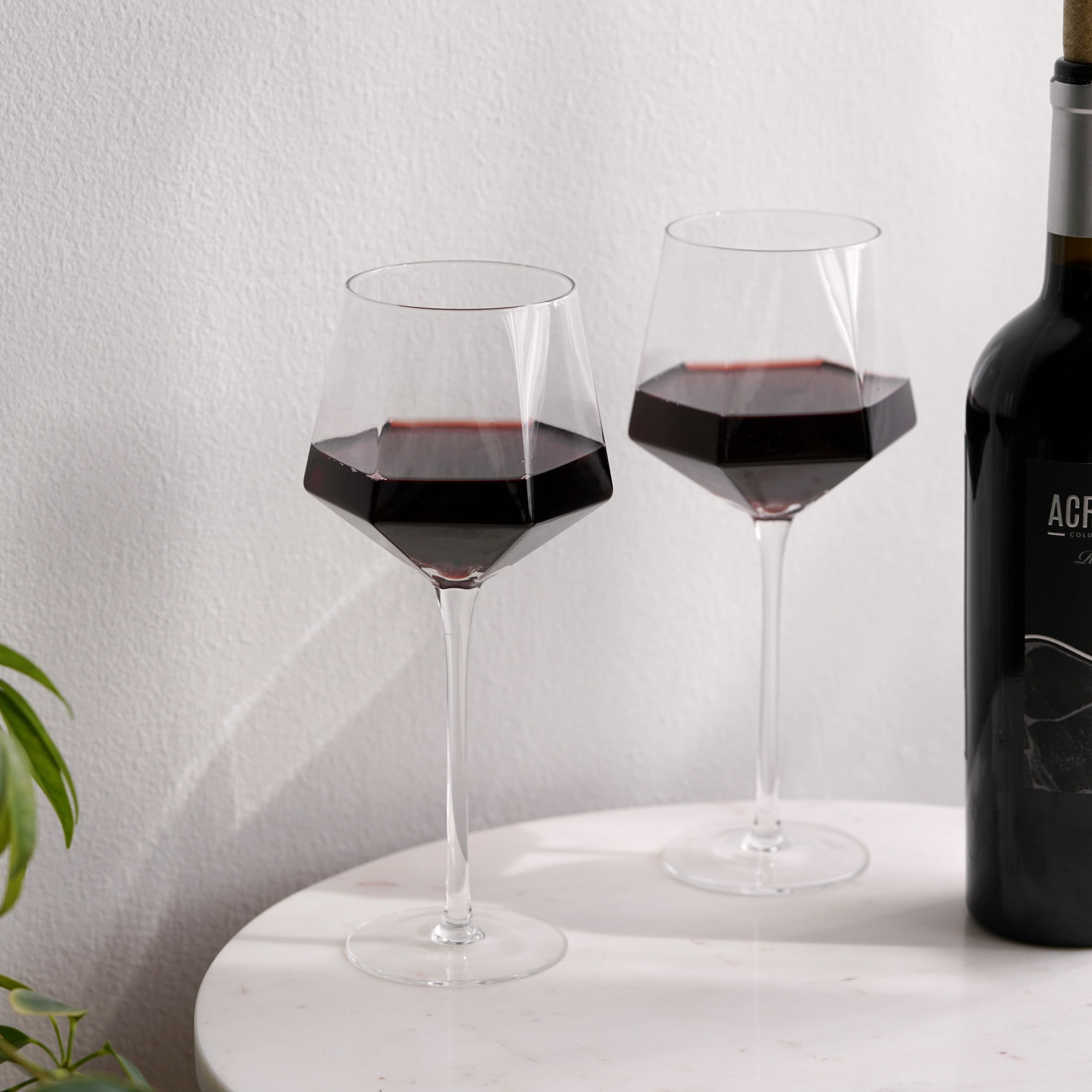 Viski Seneca Long Stem Wine Glasses for Red or White Wine, 15.5 oz Set of 2