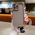thumbnail image 3 of Funda de teléfono de lujo con cordón suave mate para iPhone 15, 14, 13, 12, 11, 16 Pro Max, X, XS Max, XR, 7, 8 Plus, correa de mano, funda a prueba de golpes, 3 of 5