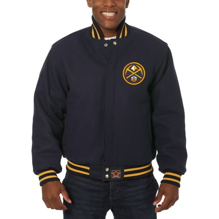Men's JH Design Navy Denver Nuggets Big & Tall All Wool Jacket with Leather Logo