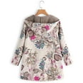 thumbnail image 4 of QUNYINEY Hooded Women Jacket Full Zip Floral Oversized Fleece Outwear Loose Fit Long Sleeve Mid-Length with Pockets Women's Coats, 4 of 5
