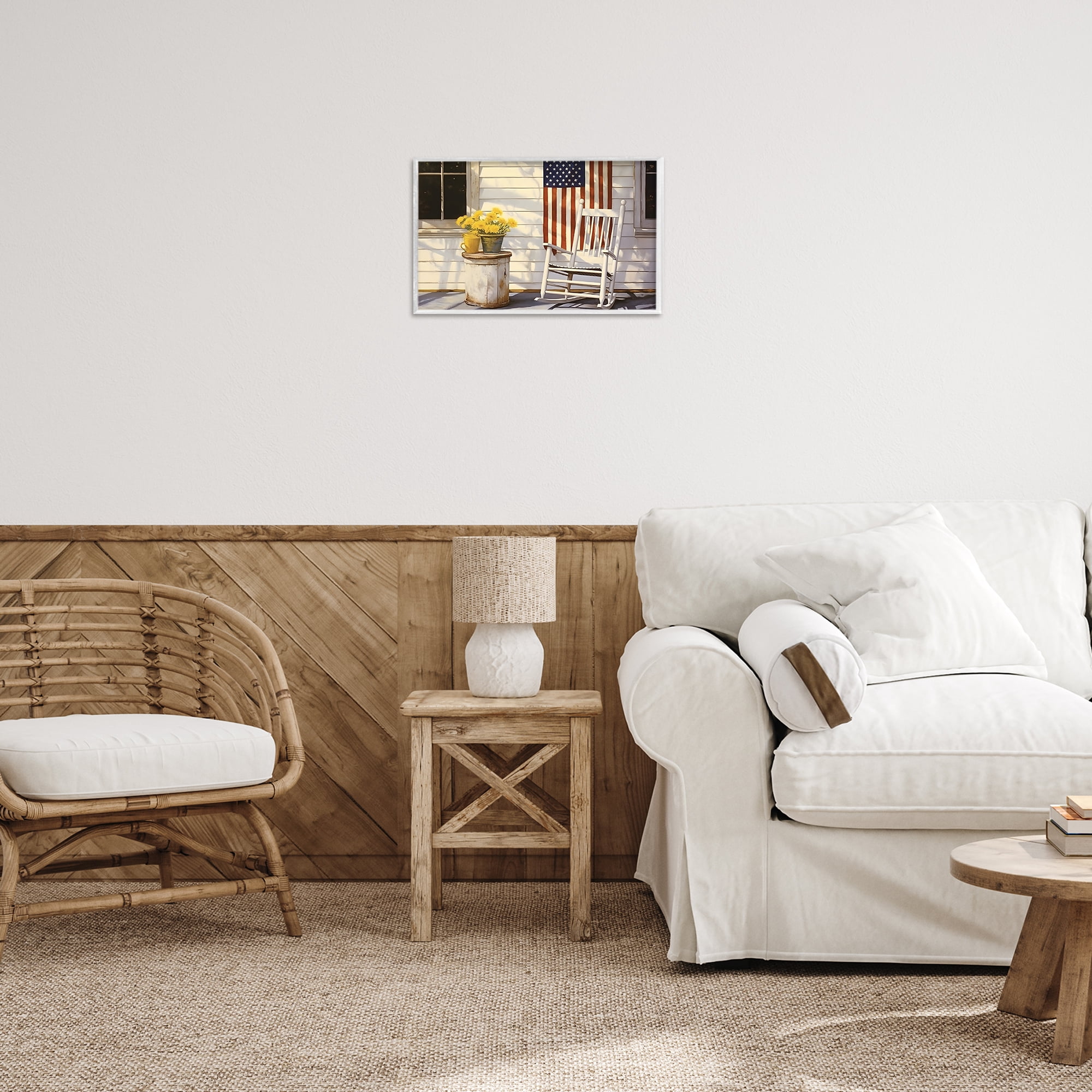 Stupell Industries Americana Deco Scene Travel & Places Painting White Framed Art Print Wall Art, 18 x 12