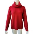 thumbnail image 5 of UJNDER Women Solid Long Sleeve Turtleneck Knitted Sweater Pullover Top Blouse Turtleneck Sweater Women Red XXXL, 5 of 7