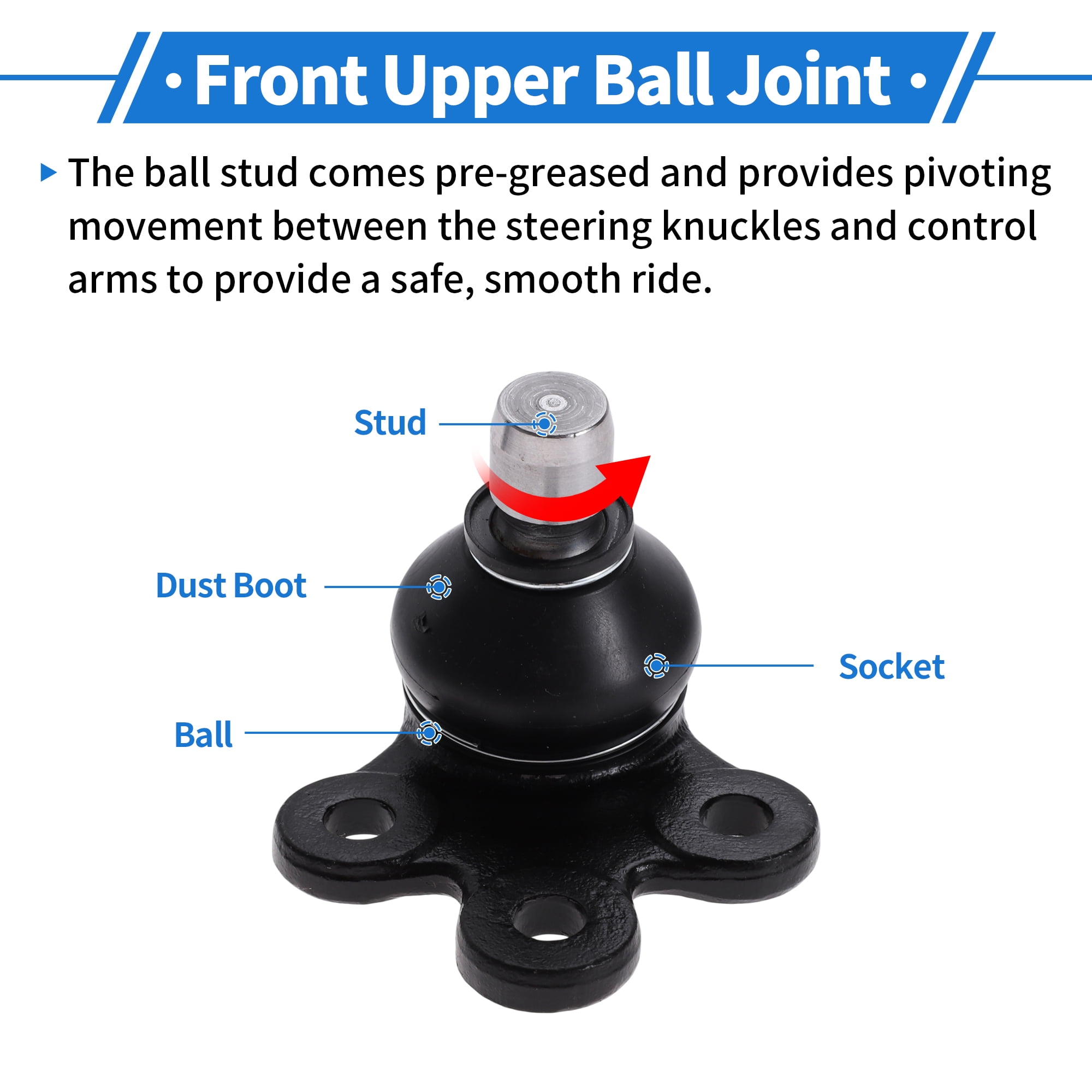 Unique Bargains 2 Pcs Front Upper Ball Joints for Buick Encore 2013-2022 Suspension Ball Joint Kit No.MS50563/BJ55095XL/95017034/95907943/95916024/95952907