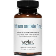 Weyland Brain Nutrition - Lithium Orotate 5mg, 60 Vegetarian Capsules, Lithium Supplement