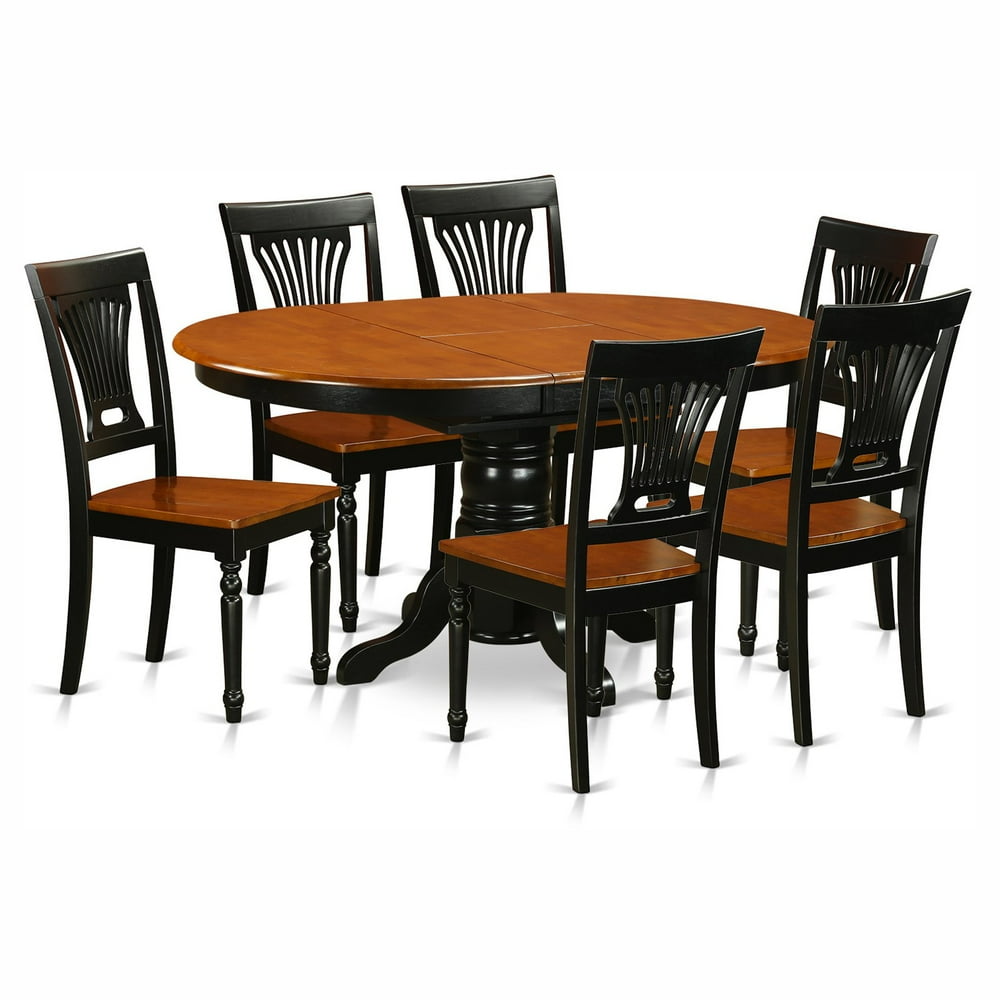 East West Furniture Avon 7 Piece Pedestal Oval Dining Table Set with