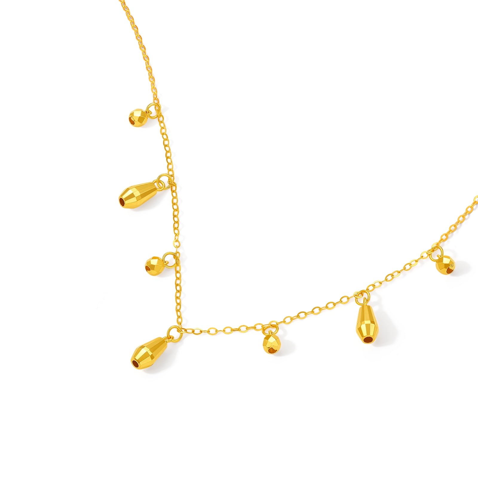 ZHOU LIU FU 18K Yellow Gold Chain Necklace for Women 15.7''-17.7''