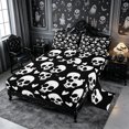 thumbnail image 2 of Erosebridal Skull Hearts King Sheets 4pcs,Dark Halloween Bedding,White Black,1 Flat Sheet, 1 Fitted Sheet and 2 Pillowcases, 2 of 6