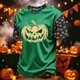 thumbnail image 2 of XUANTAOO Halloween T Shirts for Kids Cute Print Green Ghost Pumpkin Bat Tee Halloween Shirts for Girls Boys 2-3 Years, 2 of 5