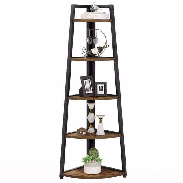 TribeSigns 70 inch Tall Corner Shelf, Industrial 5 Tier Corner