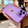 thumbnail image 4 of Compatible for iPhone 13 Pro Max 6.7 Inch Clear Glitter Heart Case, Rainbow Laser Holographic Bling Cute Heart Pattern Case for Women Girls Soft TPU Shockproof Camera Protective - Purple, 4 of 11