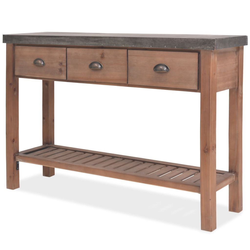 Kepooman Console Table with 3 Drawers for Living Room, Brown Kepooman Console Table with 3 Drawers for Living Room, Brown