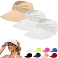 thumbnail image 2 of WHEANG 3 Pack UPF 50+ Sun Hats for Women Wide Brim Ponytail Sun Hat Lightweight Foldable Summer Beach Hat Solid Color Casual Outdoor Cap for Men Women Travel Hiking Golf White, 2 of 4