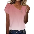 Ayolanni Fashion T Shirts for Women V-Neck Gradient Color Casual Short ...