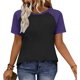 thumbnail image 5 of Camisetas de manga corta de verano para las mujeres Moda casual de manga de Raglan Color bloqueado Top, blusa de manga corta de las mujeres para la primavera, 5 of 8
