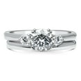 thumbnail image 2 of BERRICLE Sterling Silver 3-Stone Wedding Engagement Rings 0.8 Carat Round Cut Cubic Zirconia CZ Ring Set for Women, Rhodium Plated Size 6.5, 2 of 9