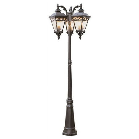 Nine Light Burnished Bronze Clear Seeded Glass Post Light