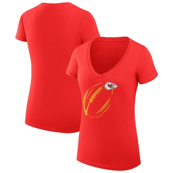 Women's G-III 4Her by Carl Banks  Red Kansas City Chiefs Super-Slim Fit Lightweight Subtle Football V-Neck T-Shirt