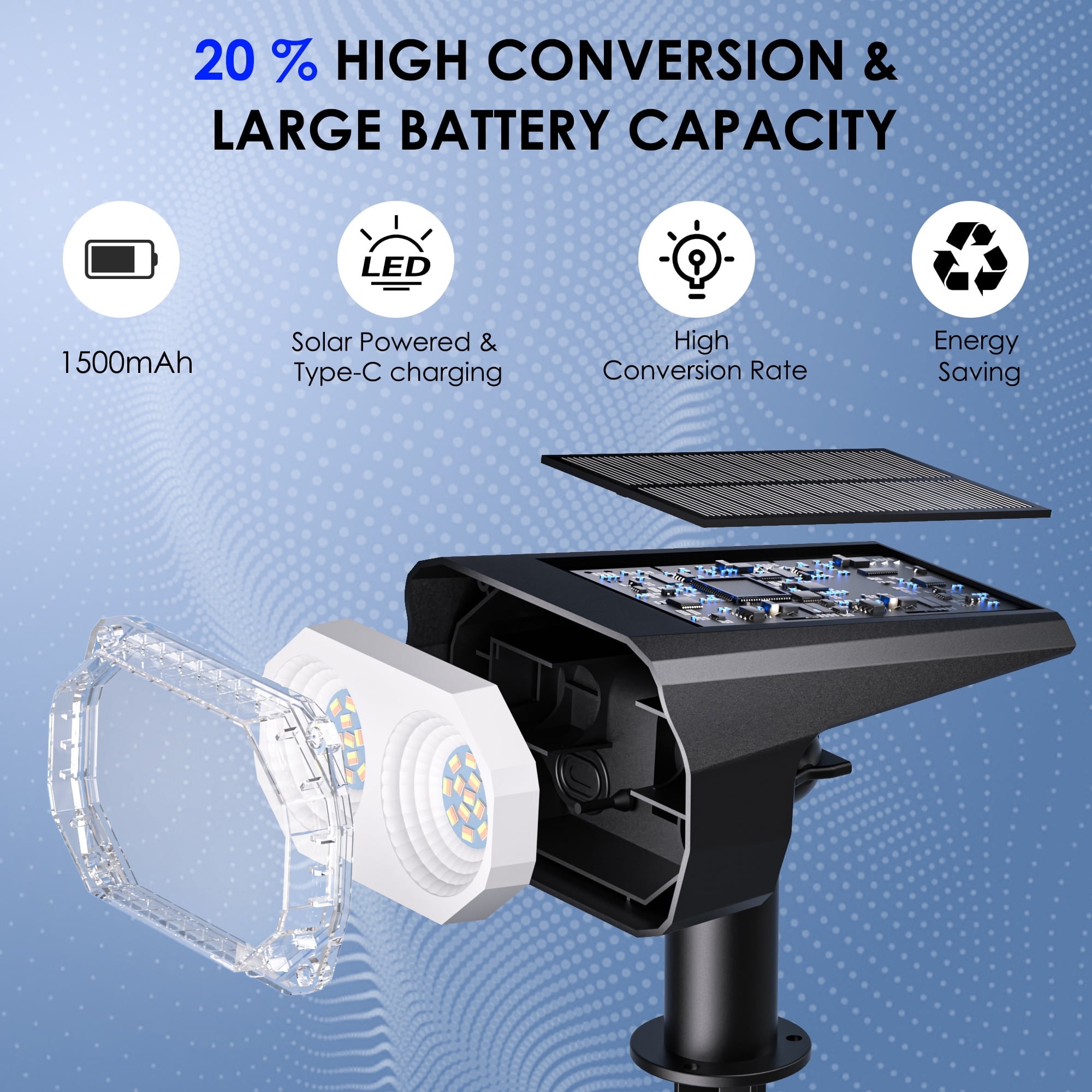 Aship Solar SpotLights Outdoor Waterproof , 26 LEDs 3 Color  Solar Powered Garden Lights, Warm White & Cool White Solar Landscape Spotlights for Lawn Yard Walkway, 6 Pack