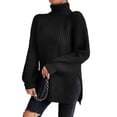 thumbnail image 2 of Frontwalk Women Sweater Chunky Knit Jumper Tops Turtleneck Knitted Sweaters Ladies Loose Pullover Long Sleeve Black S, 2 of 4