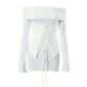 thumbnail image 3 of Vestido Corto De Verano Vestido ajustado para mujer Vestido de túnica sexy sin espalda Vestido de manga larga Traje de vacaciones Cgtredaw Blanco L para Mujer, 3 of 9