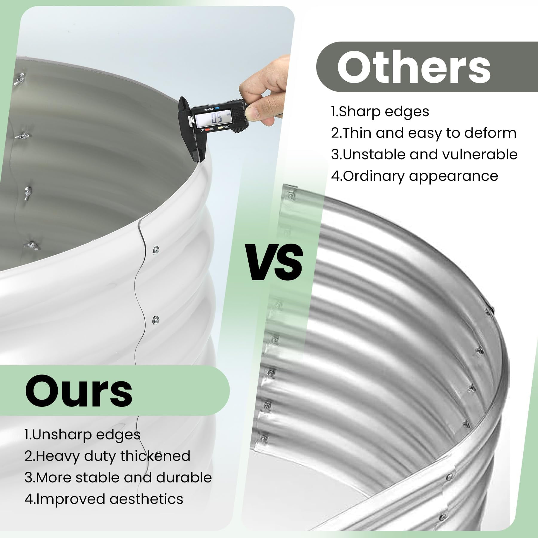 Heavy Duty Metal Raised Garden Bed – 8x2x1FT Oval Planter Box for Outdoor Vegetable, Flower, Herb Gardening, for Garden & Backyard & Patio, White