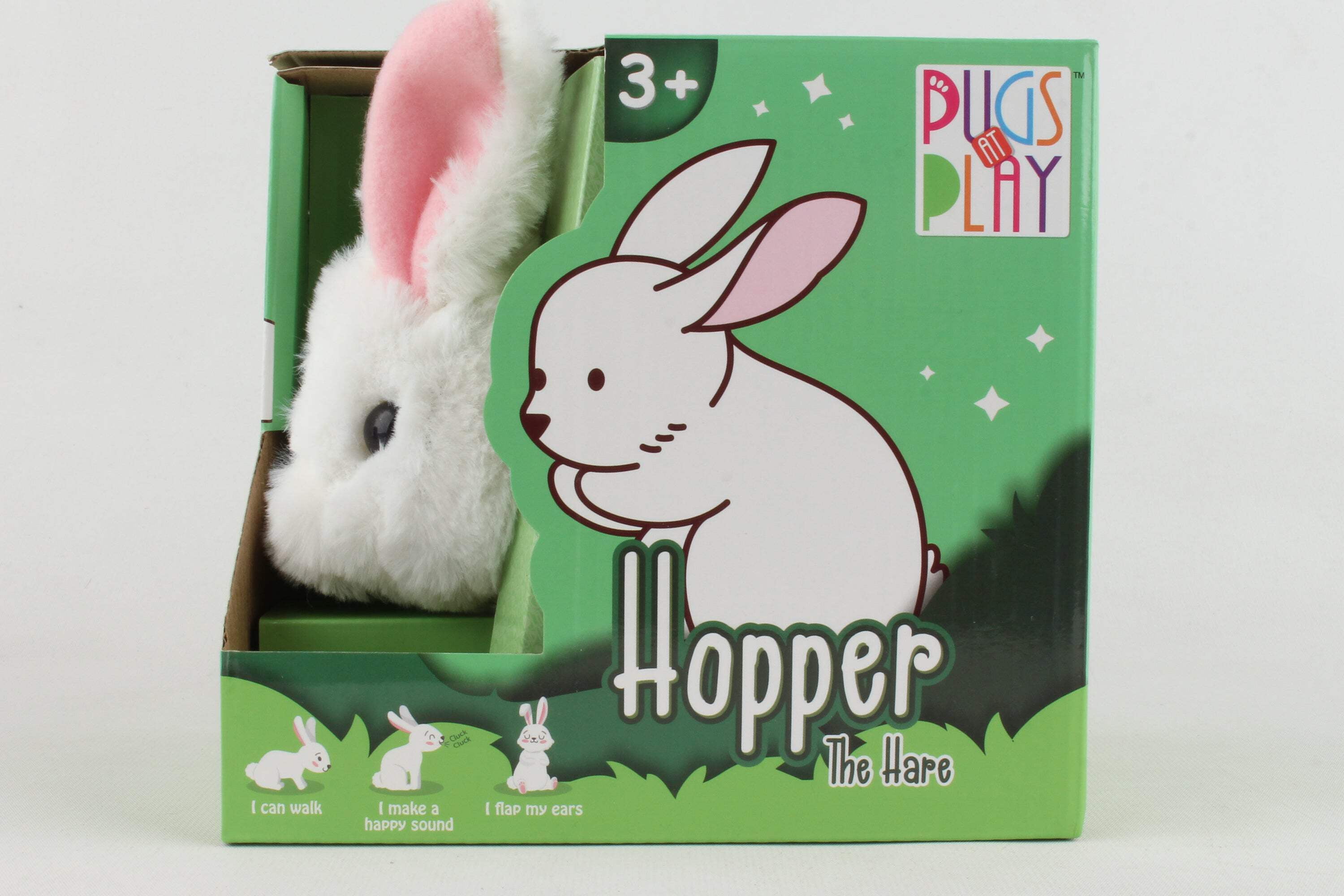 Pugs At Play PAP10 6.5 x 3.5 x 6 in. Pugs at Play Hopper Jumping Rabbit Plush Toy