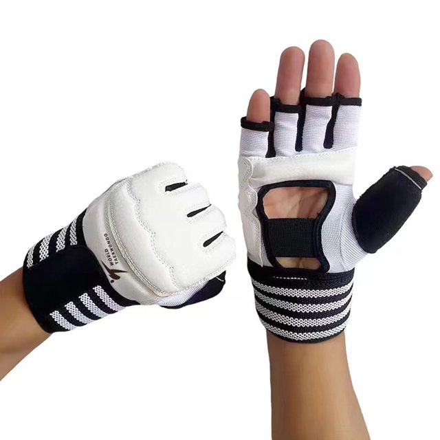 Guantes de boxeo MMA, guantes de medio dedo, guantes de fitness para hombres, guantes de lucha para niños, guantes de taekwondo para mujeres, protectores de pies
