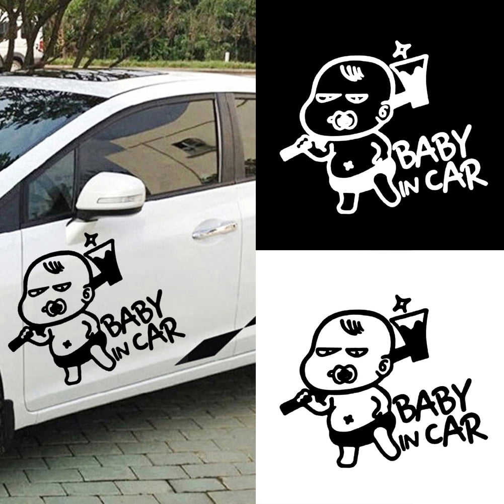 XWQ Interesting Cool Cartoon Baby in Car Window Warning Sticker Auto