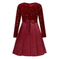 thumbnail image 3 of YiZYiF Girls Long Sleeve Sparkle Princess Wedding Birthday Party Elegant Dress High Waist A Line Dresses Burgundy 10, 3 of 5