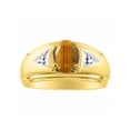 thumbnail image 1 of *RYLOS Classic Beautiful Tiger Eye & Diamond Ring - November Birthstone*; 14K Yellow Gold-plated-silver, 1 of 1