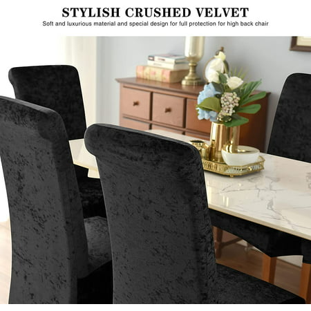 Crushed Velvet Large Dining Chair, Black Crushed Velvet Dining Room Chairs