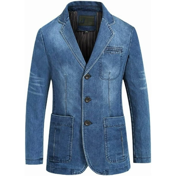 Blazer de mezclilla para hombre, chaqueta de traje de algodón vintage, abrigo azul para hombre, chaqueta de mezclilla, pantalones vaqueros ajustados, blazers, prendas de vestir exteriores