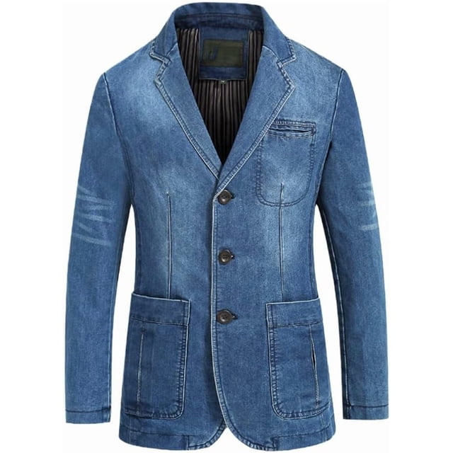 Blazer de mezclilla para hombre, chaqueta de traje de algodón vintage, abrigo azul para hombre, chaqueta de mezclilla, pantalones vaqueros ajustados, blazers, prendas de vestir exteriores