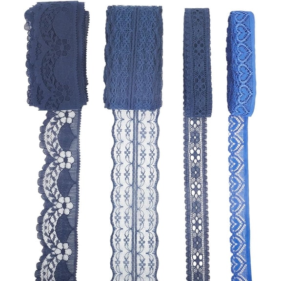 4 Rolls 20 Yards Sewing Lace Ribbon Inelastic Vintage Decorative Lace Trim Roll Edge Trimming Applique for Sewing Crafts Wedding Bouquet Home Decorations Curtain Tablecloth Gift Wrapping