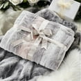 thumbnail image 5 of Soft Faux Fur Blanket, Plush Reversible Throw for Home Decor, Luxuriously Soft All Seasons Fuzzy & Cozy Knitted Throw, 50x60 Blush/Grey, 5 of 5