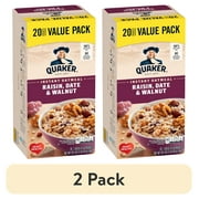 (2 pack) Quaker, Instant Oatmeal, Raisin, Date & Walnut, 1.30 oz, 20 Packets