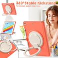 thumbnail image 2 of KOMI for iPad 9th/ 8th/ 7th Generation Case (iPad 10.2 inch Rugged Case 2021/2020/2019) with Screen Protector, Rotating Stand/Pencil Holder/Carrying Shoulder Strap Morandi Color (Orange), 2 of 5