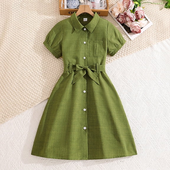 ATOGUTA Ball Dresses for Girls Summer Beach Dress Hawaiian Party Wedding Vacation Sundress Size 7-12. Green