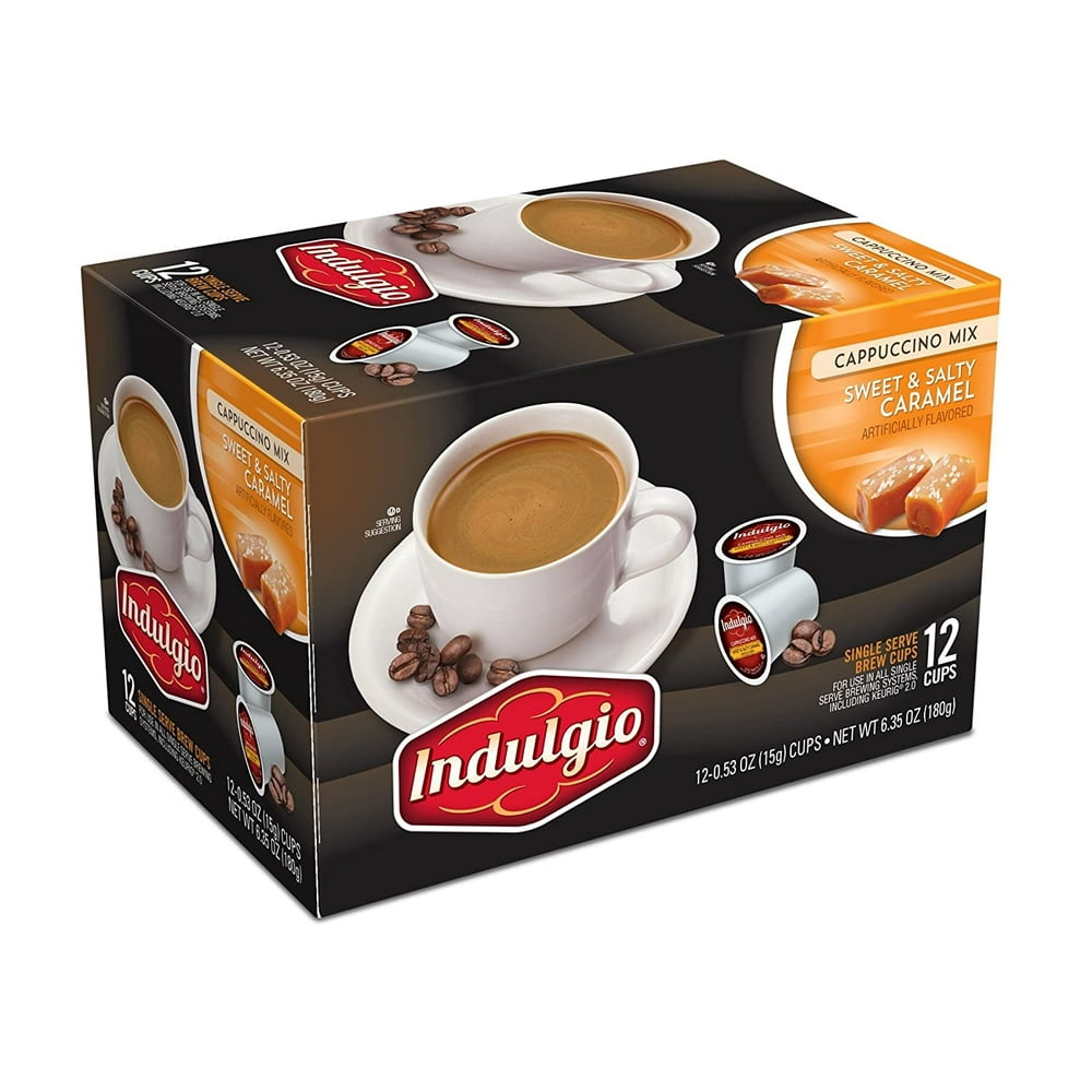 Indulgio Cappuccino, Sweet and Salty Caramel, 12Count