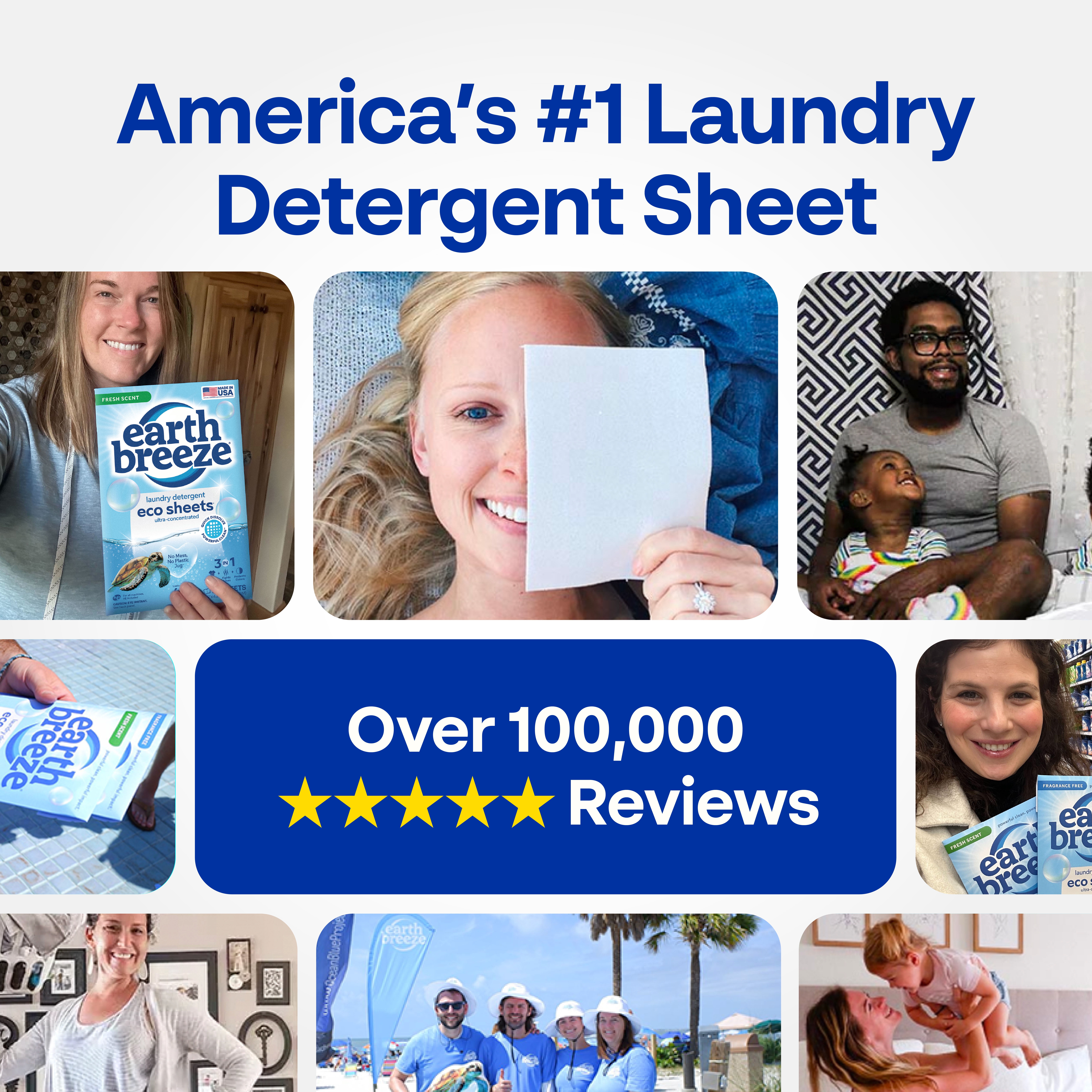 Earth Breeze Hypoallergenic Laundry Detergent Sheets, Fresh Scent, Odor Fighting, 60 Loads