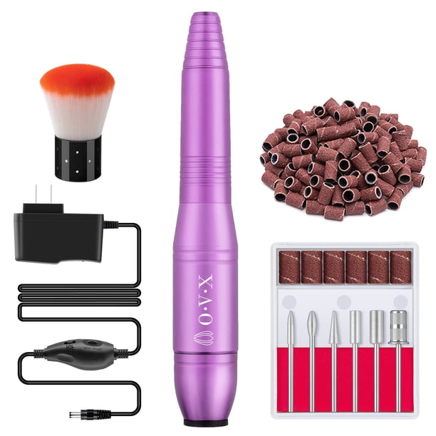 Lima de uñas eléctrica profesional de 20000 RPM, kit de máquina de manicura y pedicura portátil para uñas de gel acrílico con bandas de lijado, brocas y cepillo para uñas