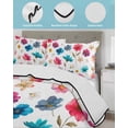 thumbnail image 4 of Quilts Twin Size Bedding Set, Colorful Flowers Lightweight Quilted Comforter, Spring Watercolor Floral Plant Soft Reversible Bedspread Coverlet with Pillow Covers for All Season, 68" x 86", 4 of 7