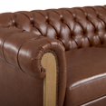 thumbnail image 3 of Noble House Glencoe Upholstered Tufted 3 Seater Sofa with Nailhead Trim, Cognac Brown and Natural, 3 of 12