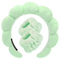 thumbnail image 1 of Diademas de spa para lavarse la cara, juego de muñequeras, esponja, maquillaje, cuidado de la piel, diadema, toallas de muñeca, toalla de rizo suave, diadema para mujeres, gorros hinchados, antidesliz, 1 of 5